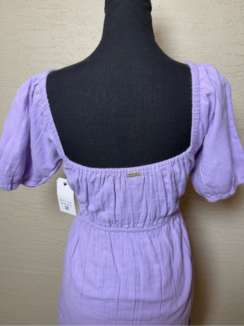 Billabong Lilac Puff Sleeve Cutout Maxi Dress Cottagecore Prairie NWT Small - Picture 10 of 12